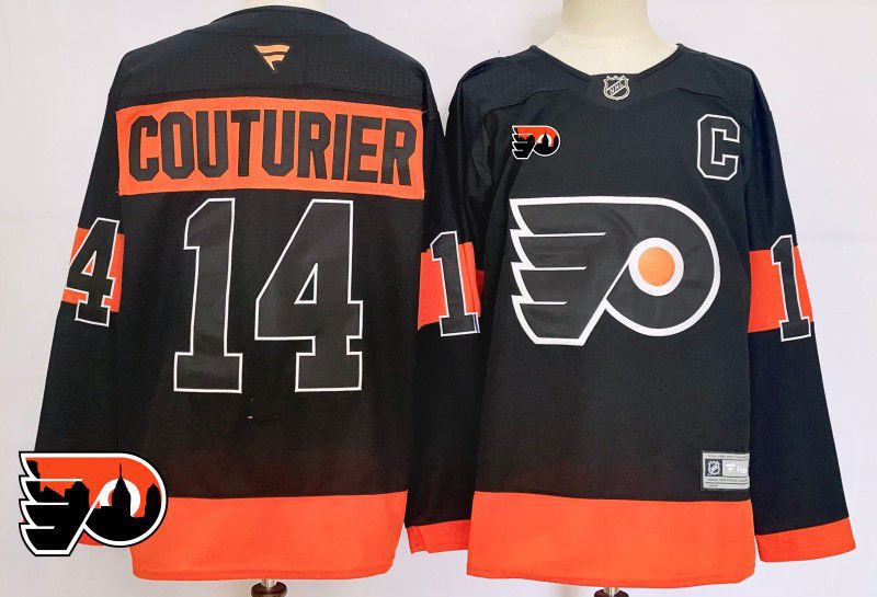 Men Philadelphia Flyers 14 Couturier Black Fanatics 2025 NHL Jersey style 4
